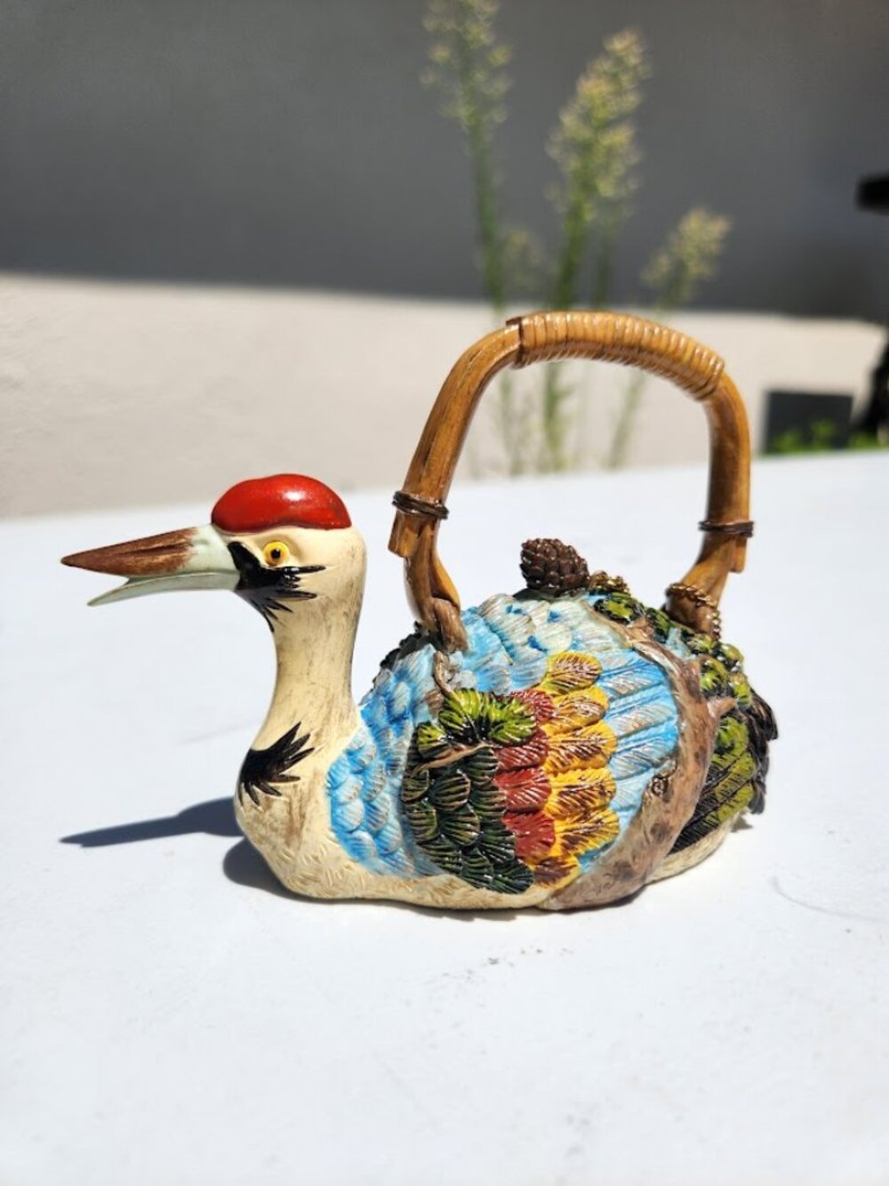 Vintage Japanese Style Bird Teapot Trinket Box Decor Resin Japan Banko ceramics